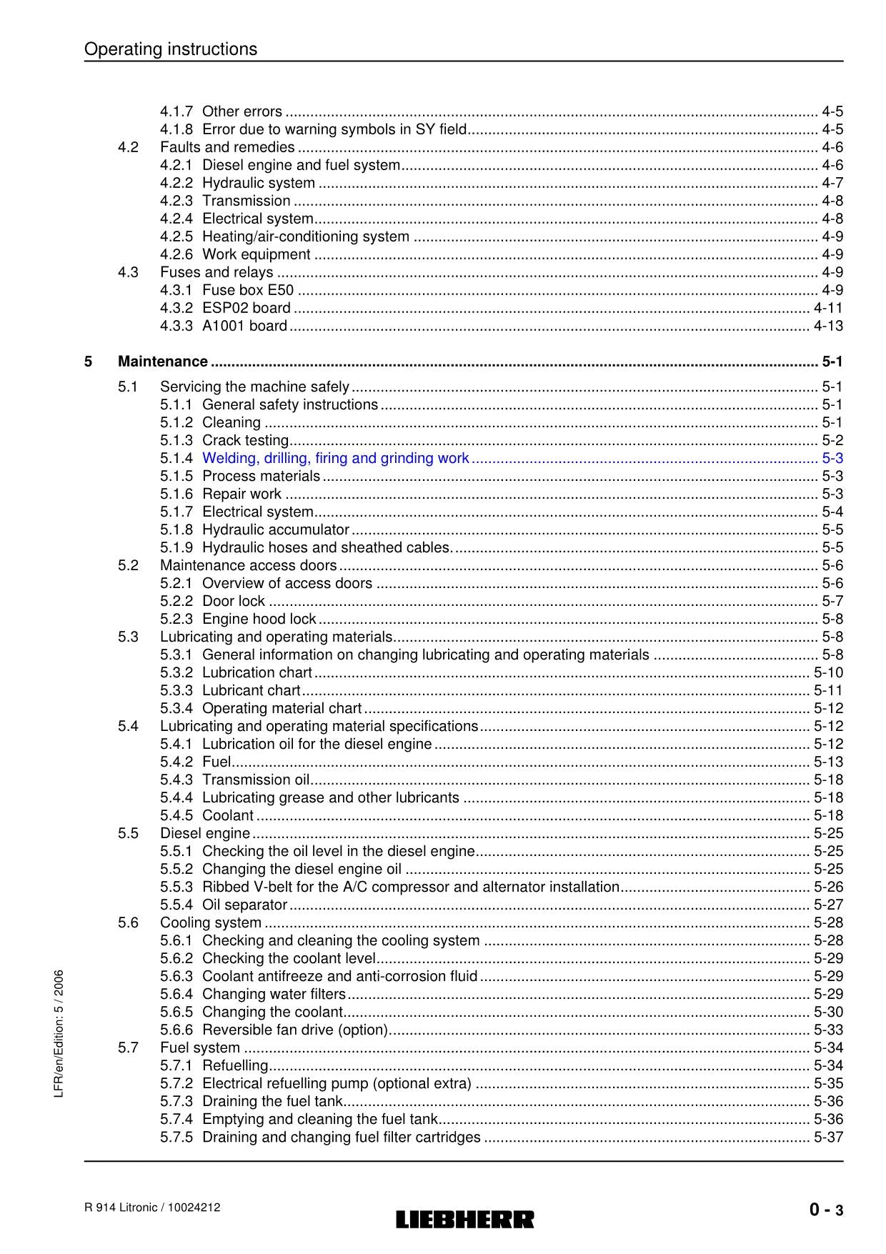 Liebherr R914 B Litronic Excavator Operators manual