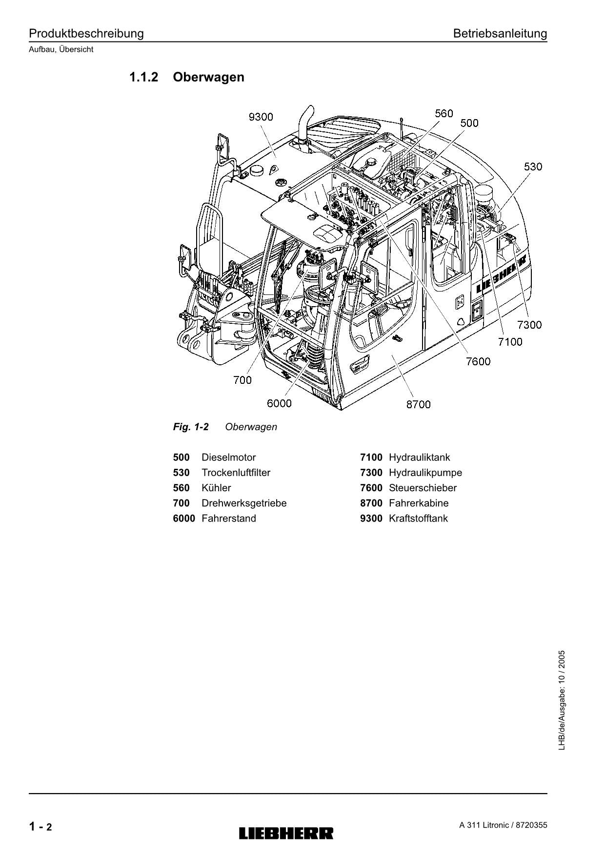 Liebherr A311 Litronic Hydraulikbagger Betriebsanleitung ser 718/26396