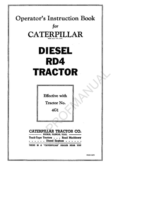 Manuel d'entretien du tracteur Caterpillar RD4