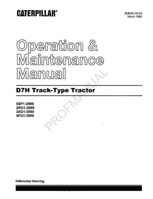 Manuel d'entretien du tracteur à chenilles Caterpillar D7H SEBU6130