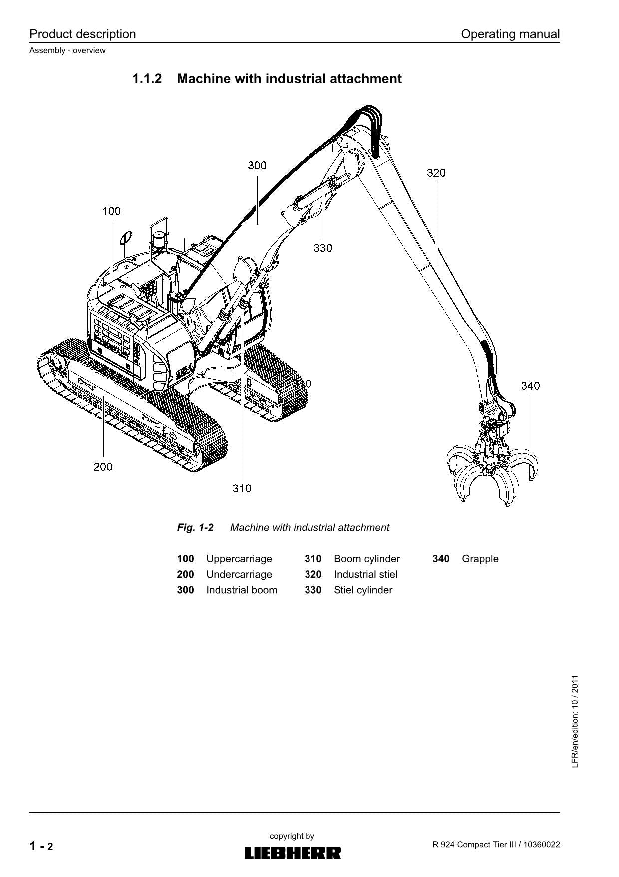 Liebherr R924 Compact TieRIII Bagger Bedienungsanleitung Seriennummer 31010