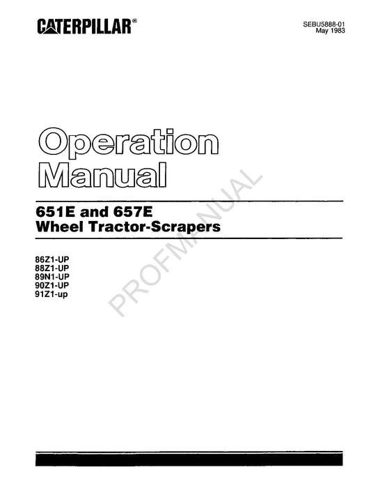 Caterpillar 651E 657E Wheel Tractor Scraper Operators Manual