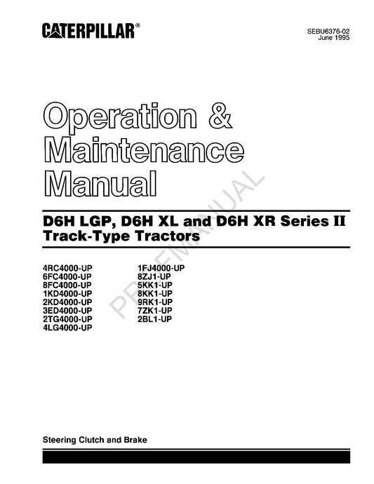 Manuel d'entretien du tracteur Caterpillar D6H LGP D6H XL D6H Series2