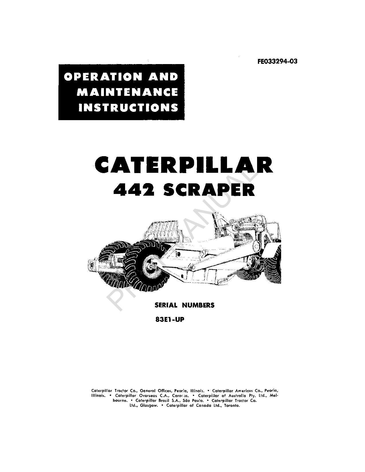 Caterpillar 442 Scraper Operators Maintenance Manual