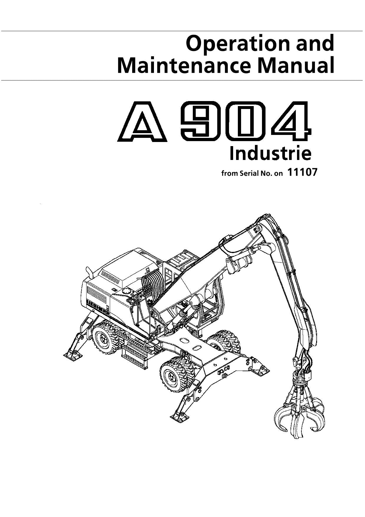 Manuel d'utilisation de la pelle Liebherr A904 Industrie