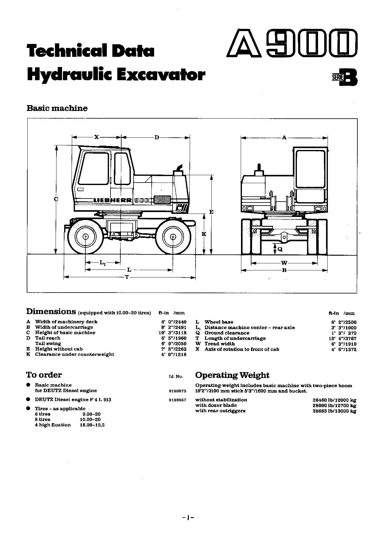 Liebherr A900 B Bagger Bedienungsanleitung