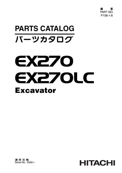 Manuel du catalogue des pièces détachées pour excavatrice Hitachi EX270 EX270LC