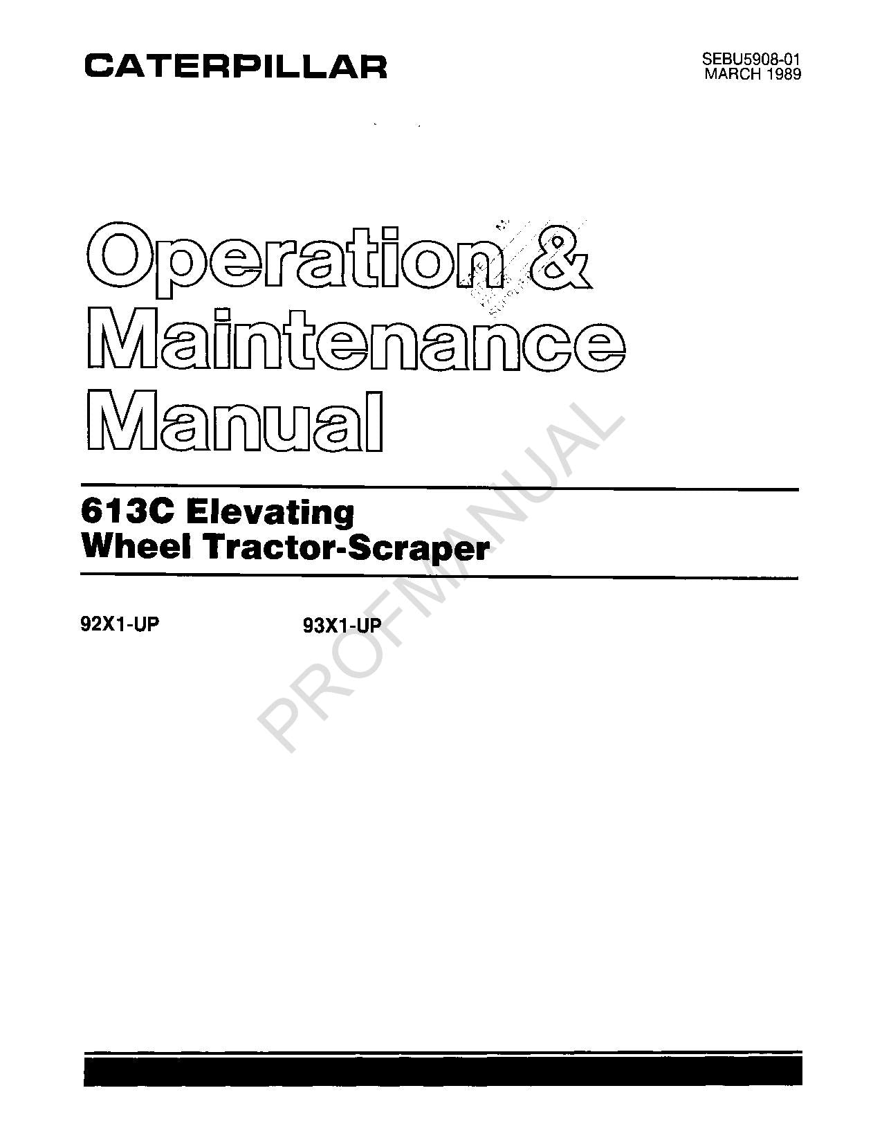 Caterpillar 613C Heberad-Traktor-Schaber-Bediener-Wartungshandbuch