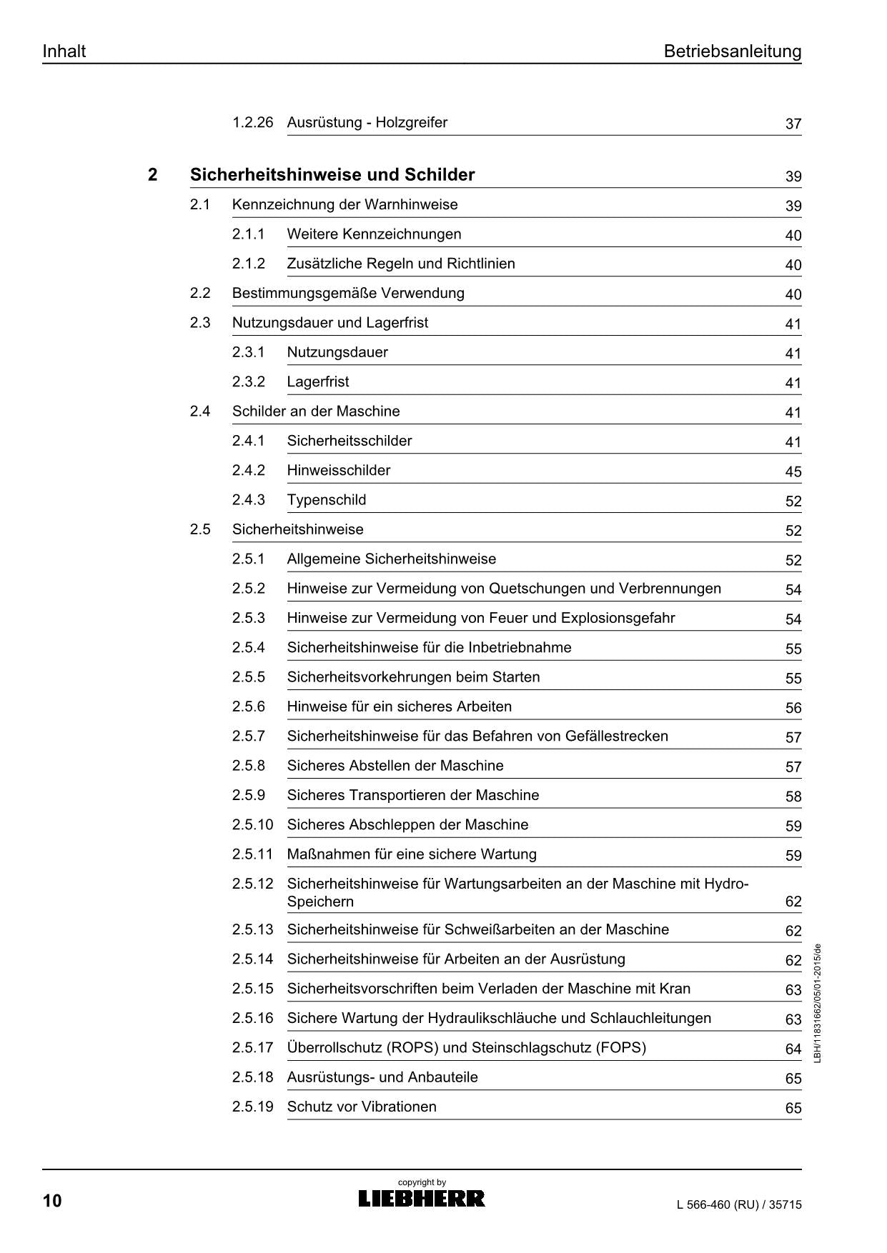 Liebherr L566 RU Radlader Betriebsanleitung ser 35715