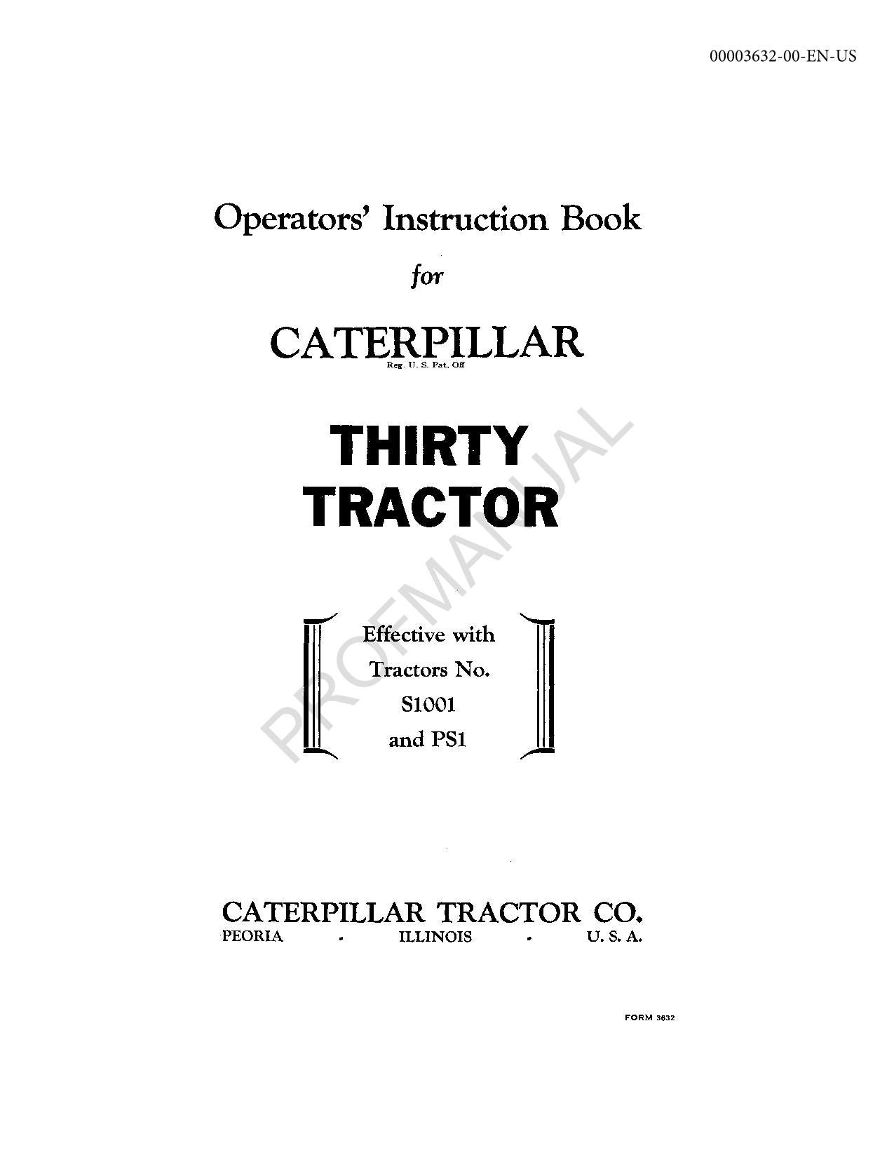 Manuel d'entretien du tracteur Caterpillar Thirty