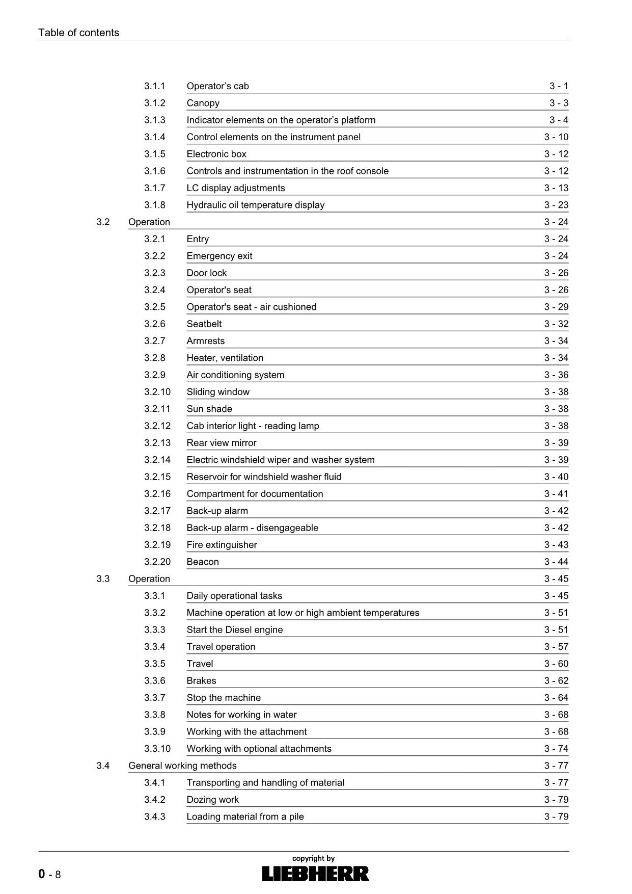 Liebherr LR614 Litronic CRAWLER LOADER Operators manual