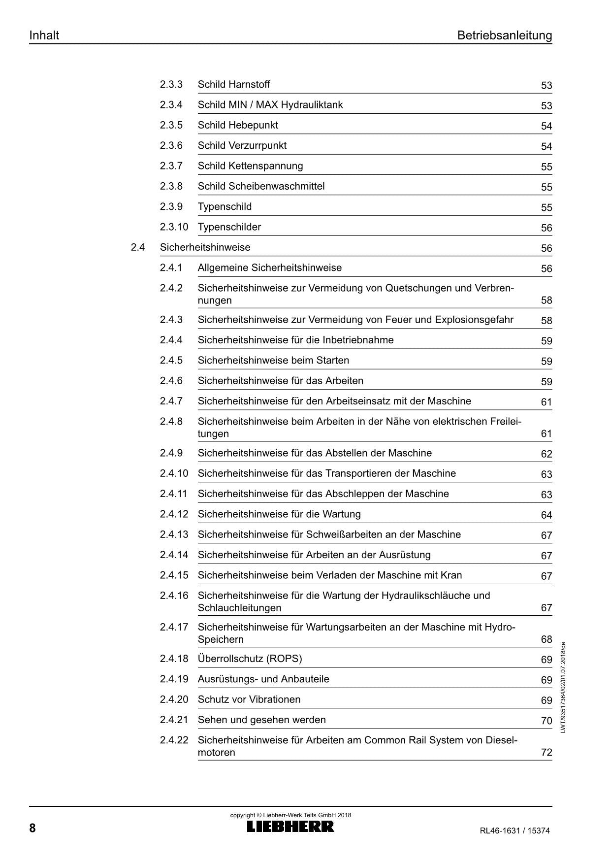 Liebherr RL46 Rohrleger Betriebsanleitung ser 15374 USA CAN