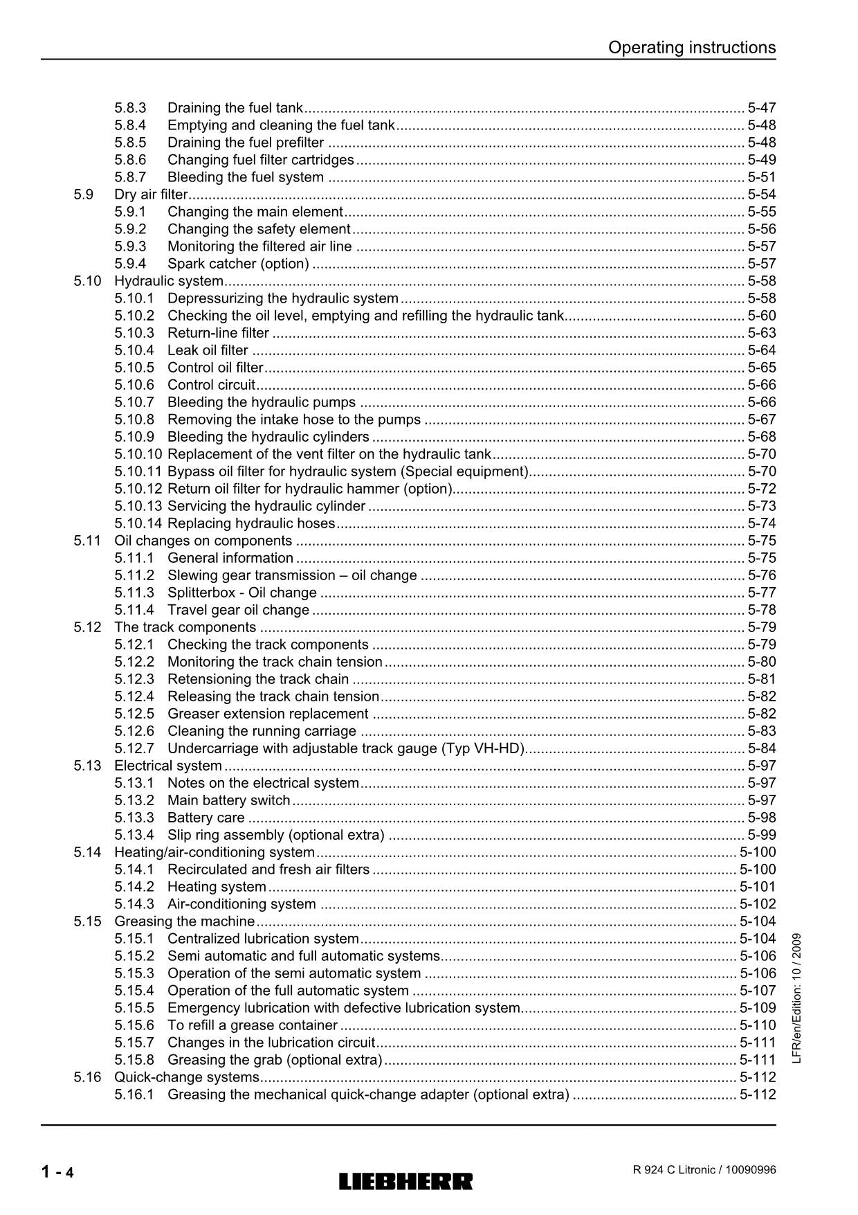 Liebherr R924 C Litronic Excavator Operators manual serial 2308