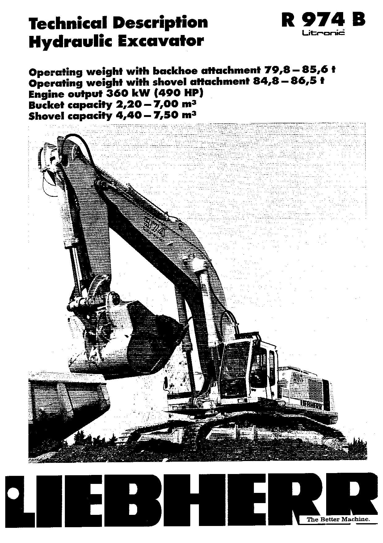 Liebherr R974 B Litronic Excavator Operators manual serial 9079