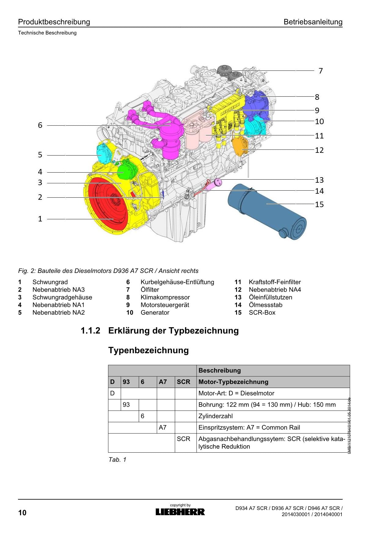 Liebherr D934 A7 SCRD936 A7 SCRD946 A7 SCR Dieselmotor Betriebsanleitung