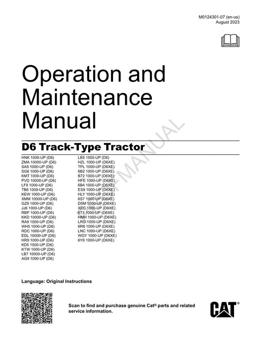 Caterpillar D6 Track Type Tractor Operators Maintenance Manual M0124301EN-US