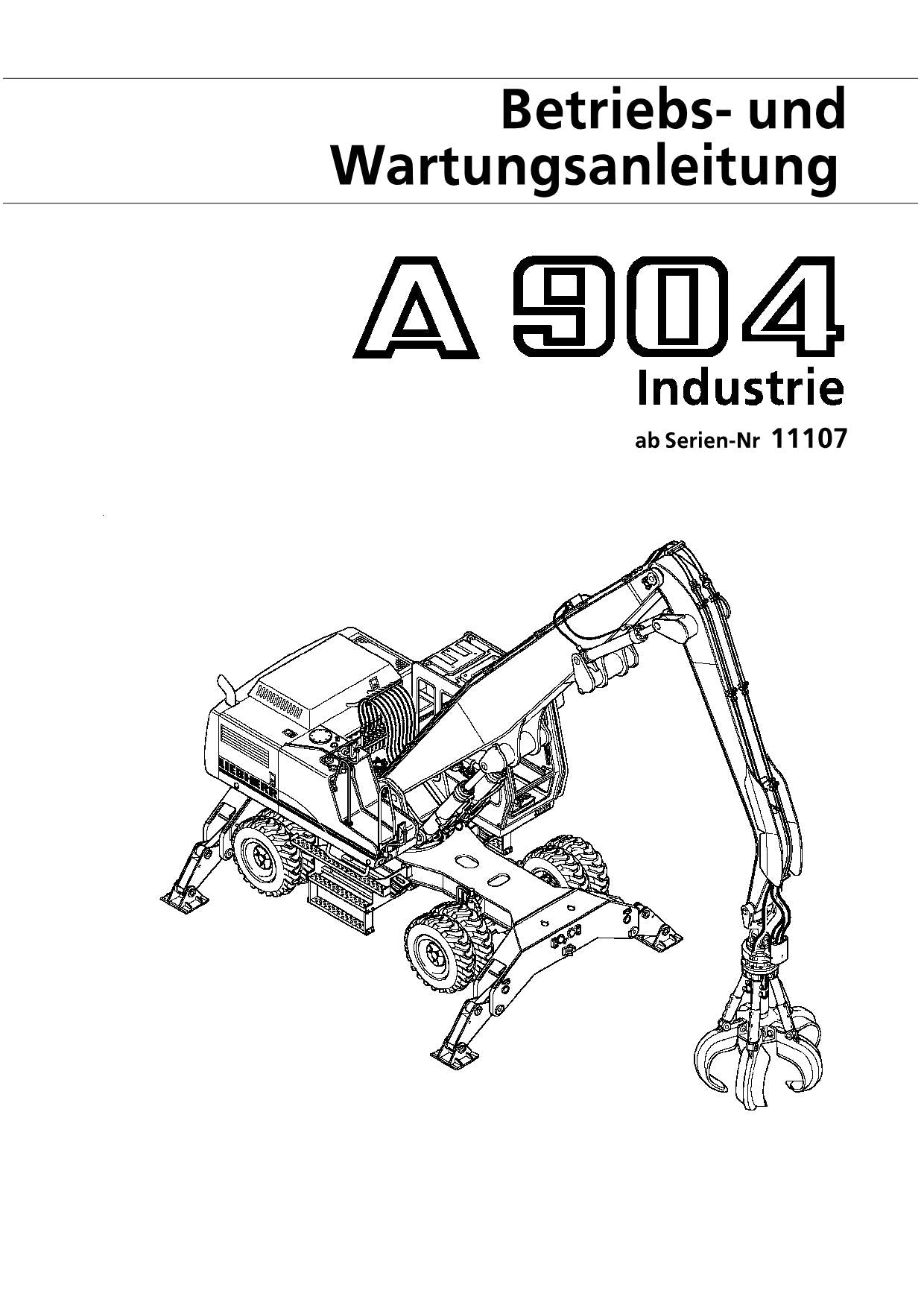 Liebherr A904 Industrie Hydraulikbagger Betriebsanleitung Wartungsanleitung