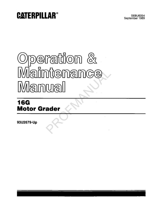 Wartungshandbuch für den Motorgrader Caterpillar 16G, 93U2679-Up