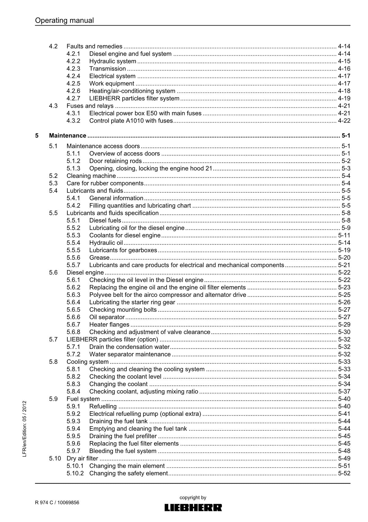 Liebherr R974 C Excavator Operators manual