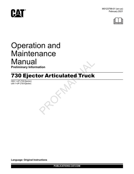 Caterpillar 730 Ejector Articulated Truck Operators Manual H6X1-Up L6X1-UP