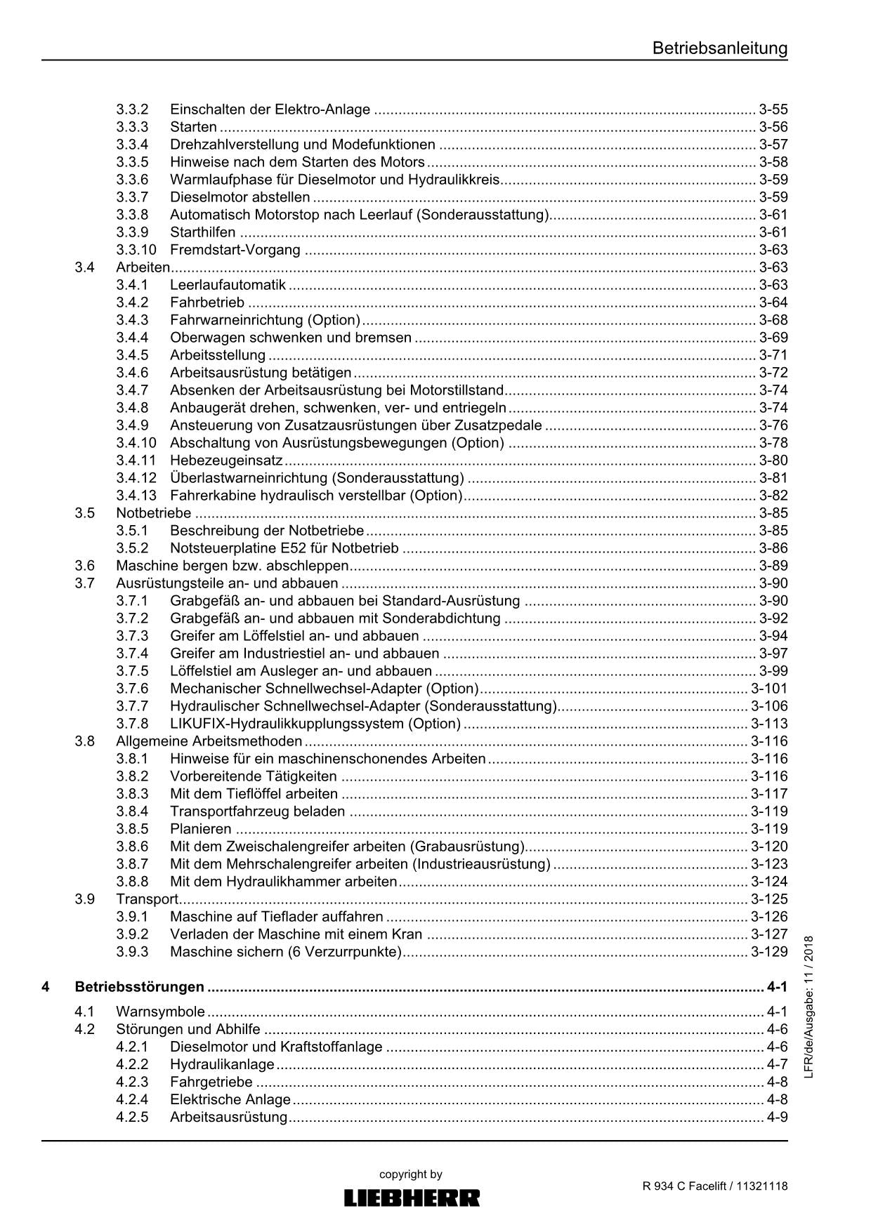 Liebherr R934 C Facelift Hydraulikbagger Manuel d'instructions