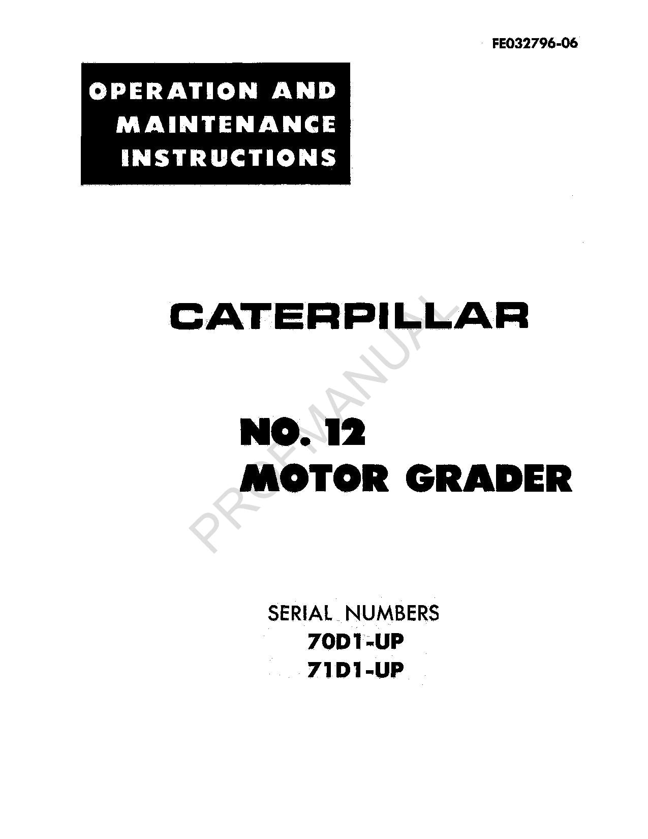 Manuel d'entretien de la niveleuse Caterpillar 12 FE032796 - 06