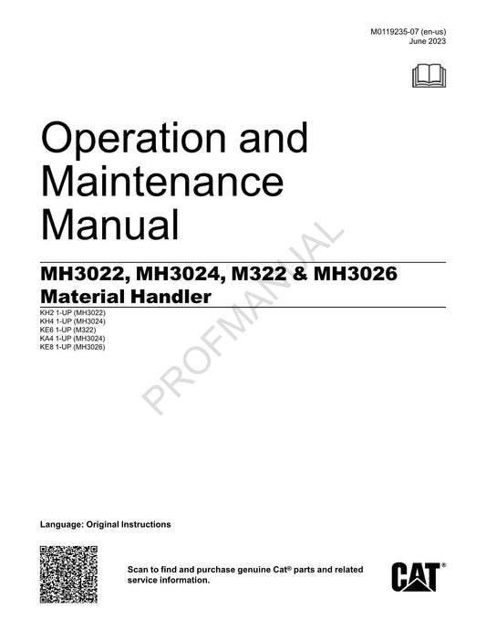 Caterpillar MH3022 MH3024 M322 MH3026 Material Handler Operators Manual