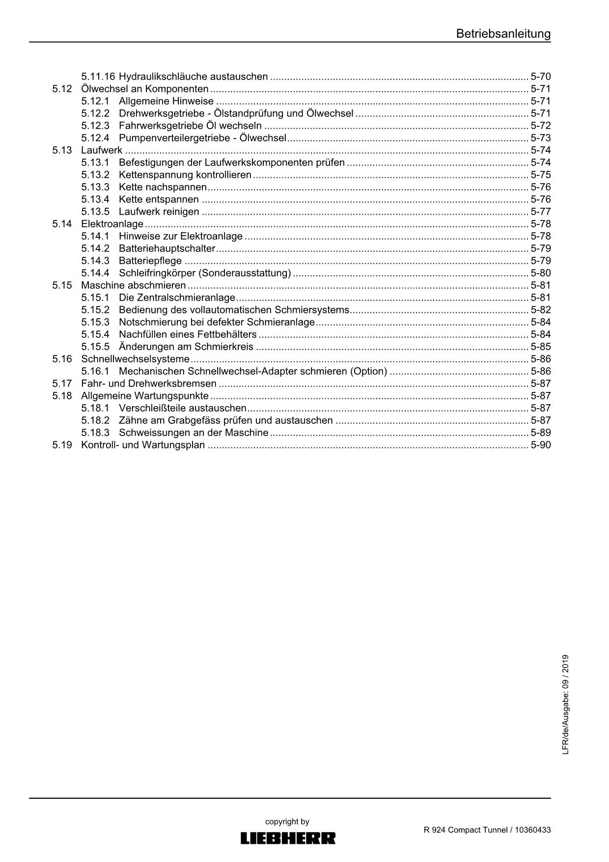 Liebherr R924 CompacTTunnel Hydraulikbagger Betriebsanleitung ser 31199