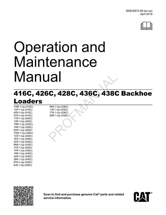 Caterpillar 416C 426C 428C Backhoe Loader Operators Maintenance Manual SEBU6873