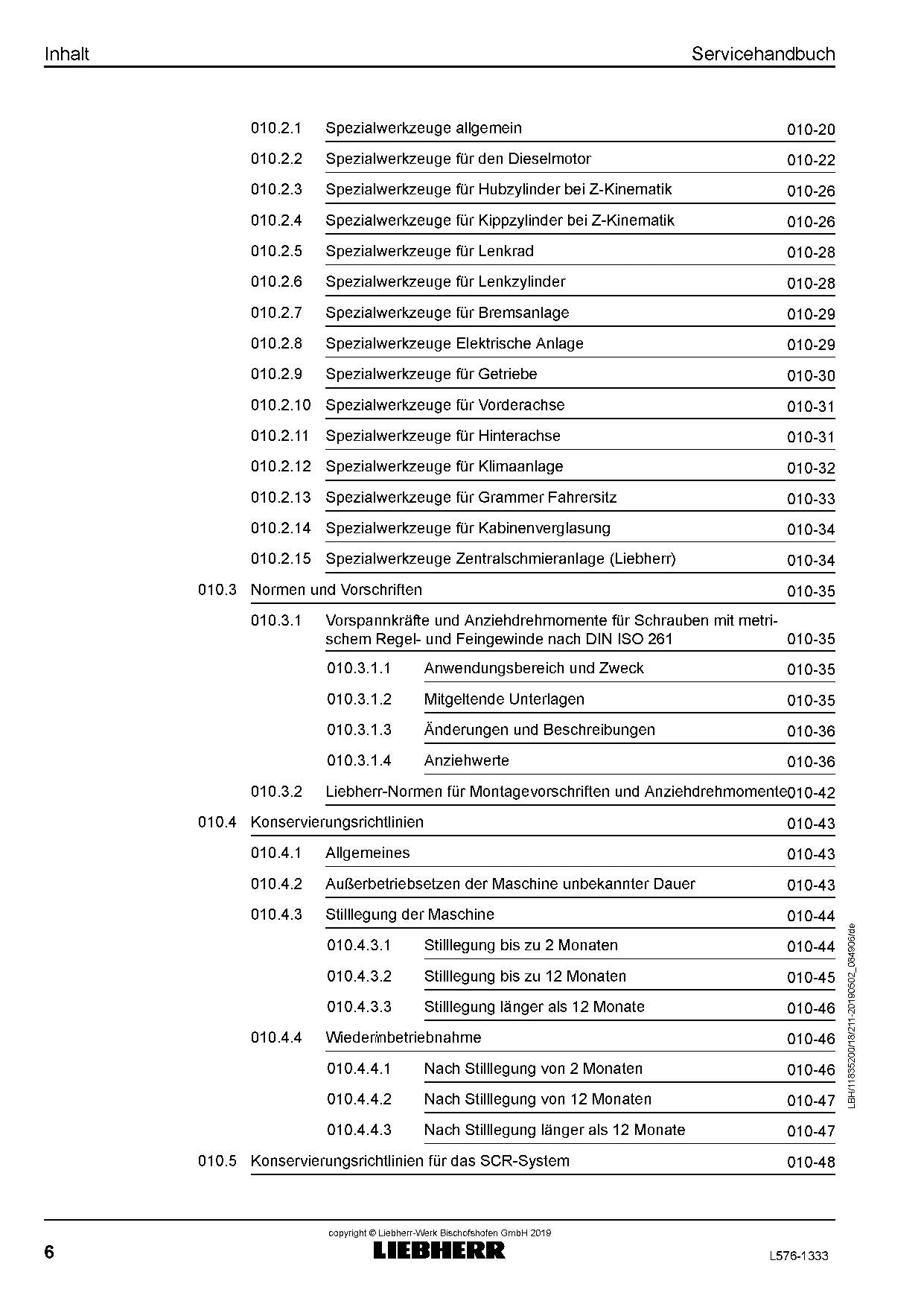 Liebherr L576 1333 Radlader Reparaturhandbuch Werkstatthandbuch