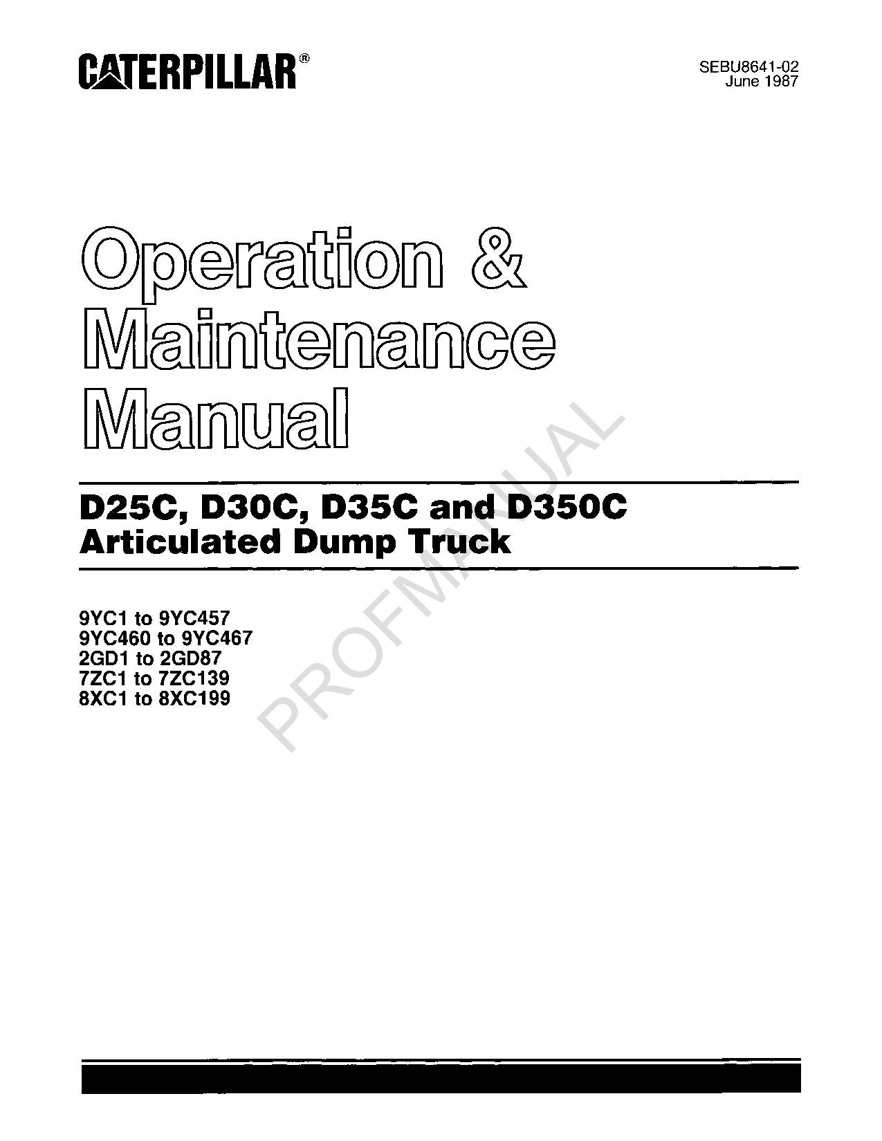 Caterpillar D25C D30C Articulated Dump Truck Operators Manual SEBU8641