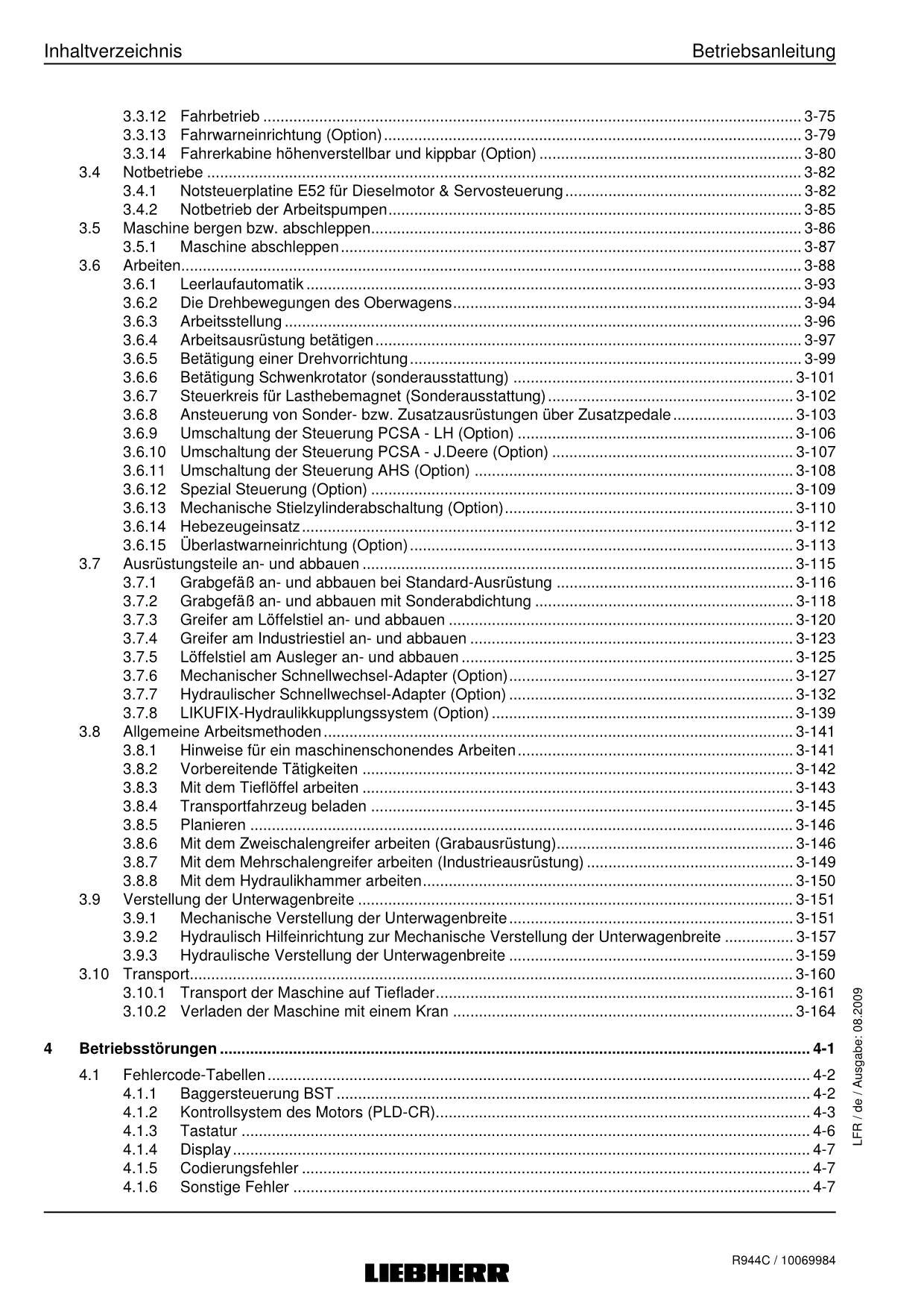 Liebherr R944 C Hydraulikbagger Betriebsanleitung ser 22915