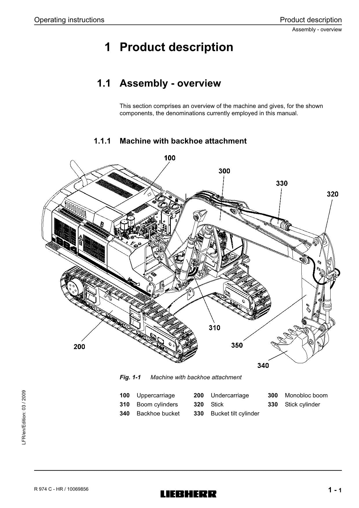 Manuel d'utilisation de la pelle hydraulique Liebherr R974 C - HR