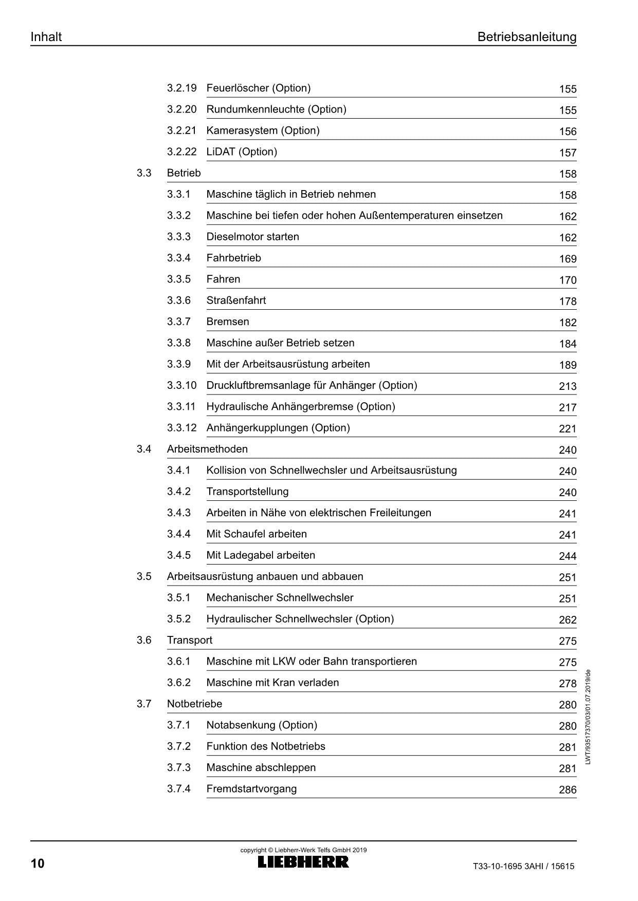 Liebherr T33-10 3AS_05FS Teleskoplader Betriebsanleitung