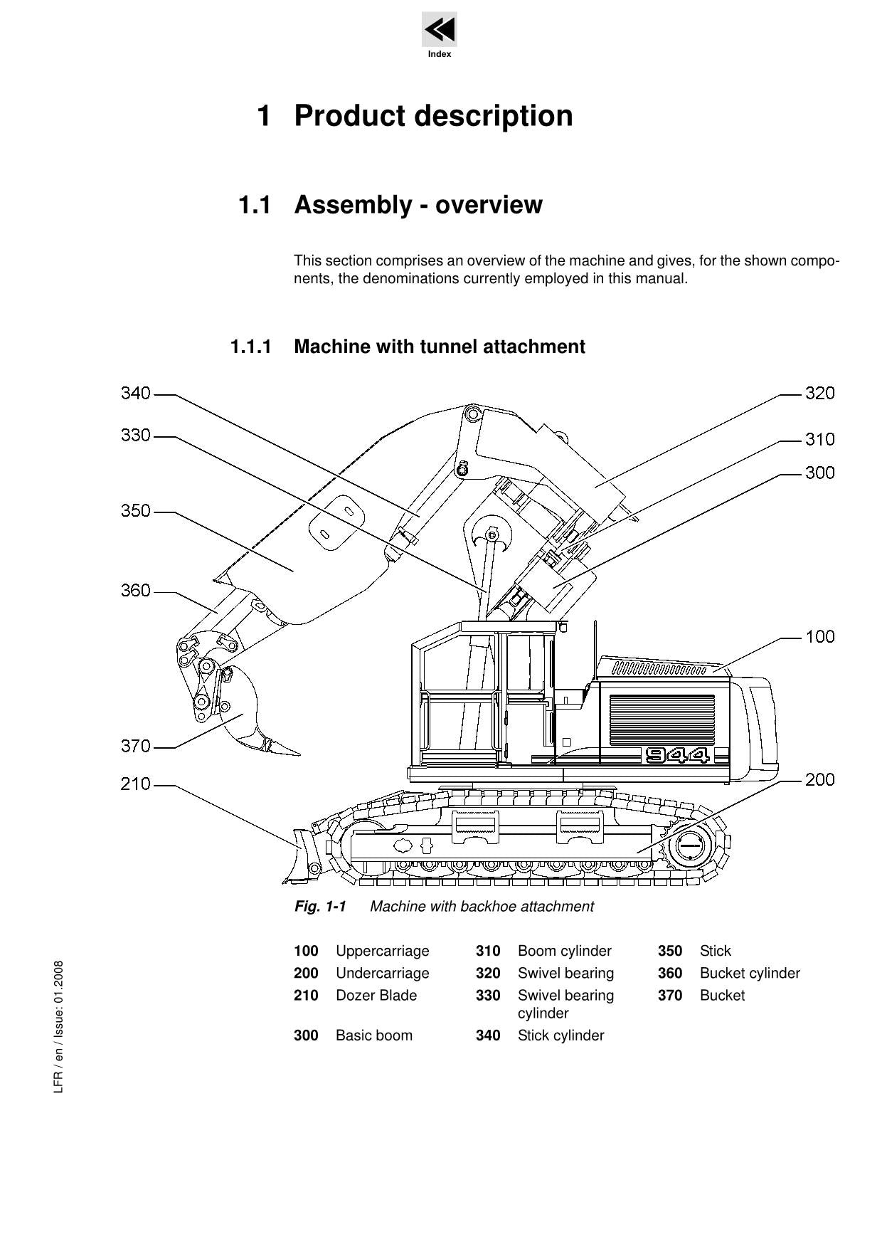 Liebherr R944 C Tunnelbagger Bedienungsanleitung Seriennummer 19695