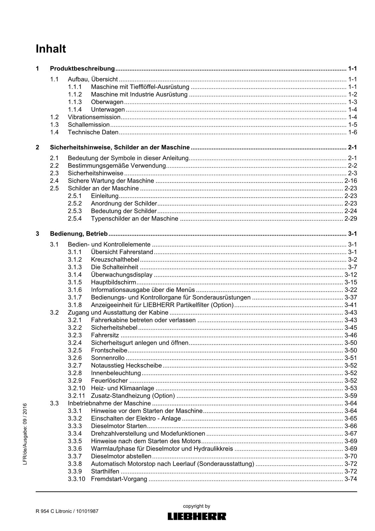 Liebherr R954 C Litronic Hydraulikbagger Betriebsanleitung ser 30833