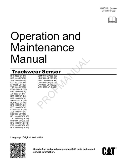 Caterpillar Track Wear Sensor Operators Maintenance Manual