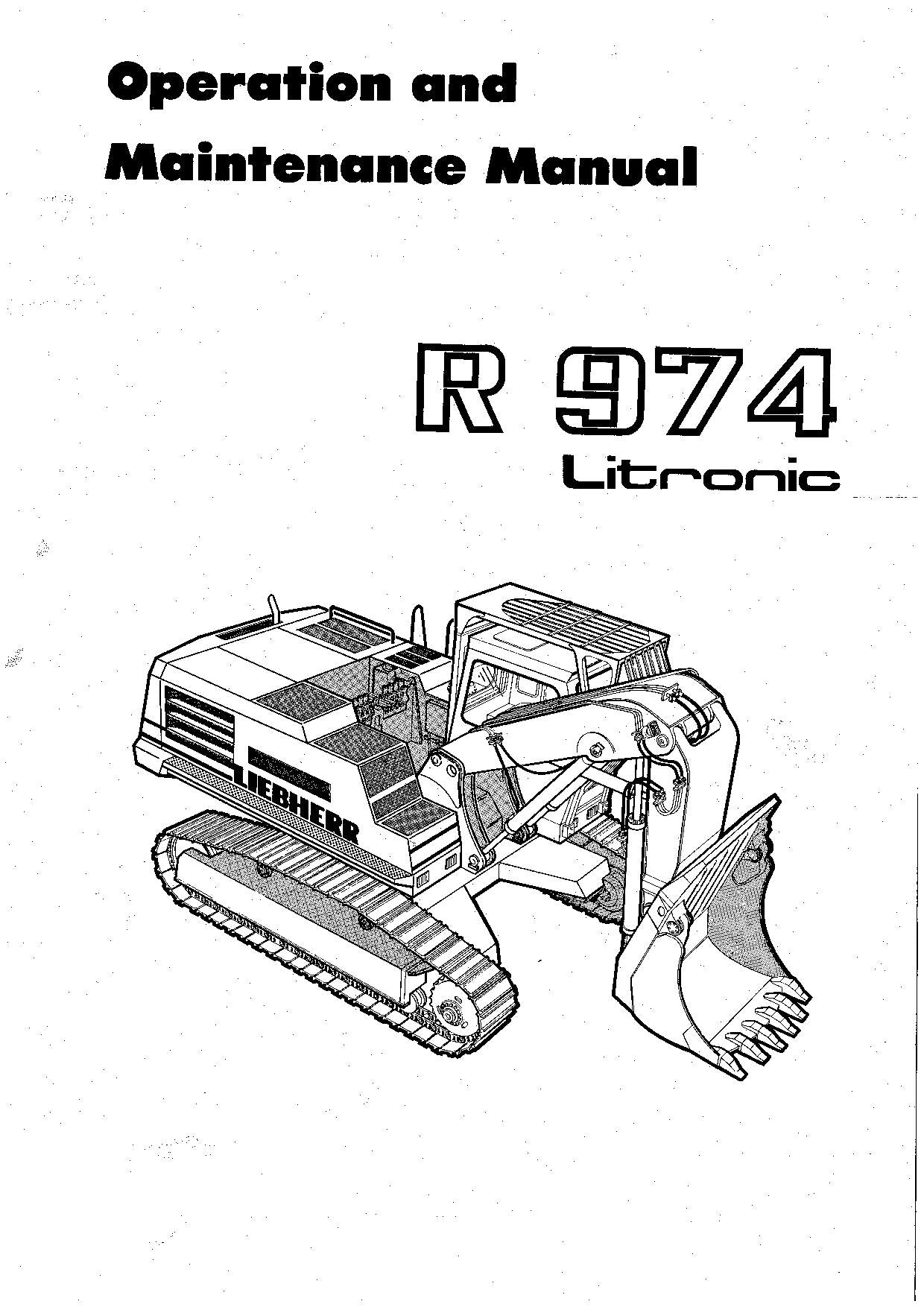 Manuel d'utilisation de la pelle Liebherr R974 Litronic, numéros de série 242-.344; 297-.344