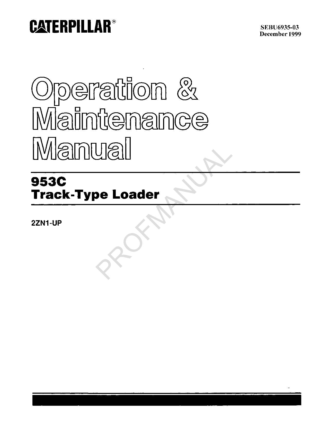 Wartungshandbuch für den Raupenlader Caterpillar 953C 2ZN1-Up