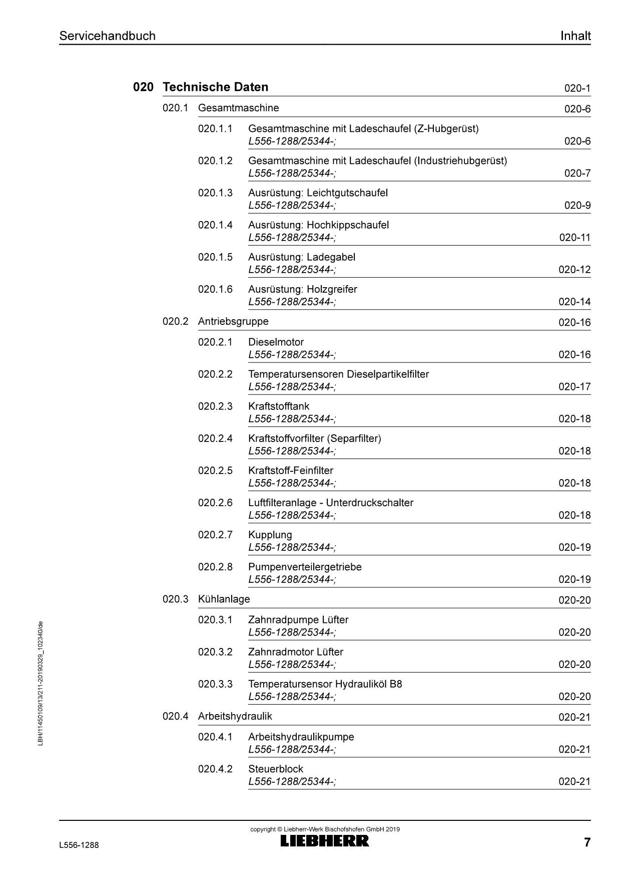 Liebherr L556 1288 Radlader Reparaturhandbuch Werkstatthandbuch