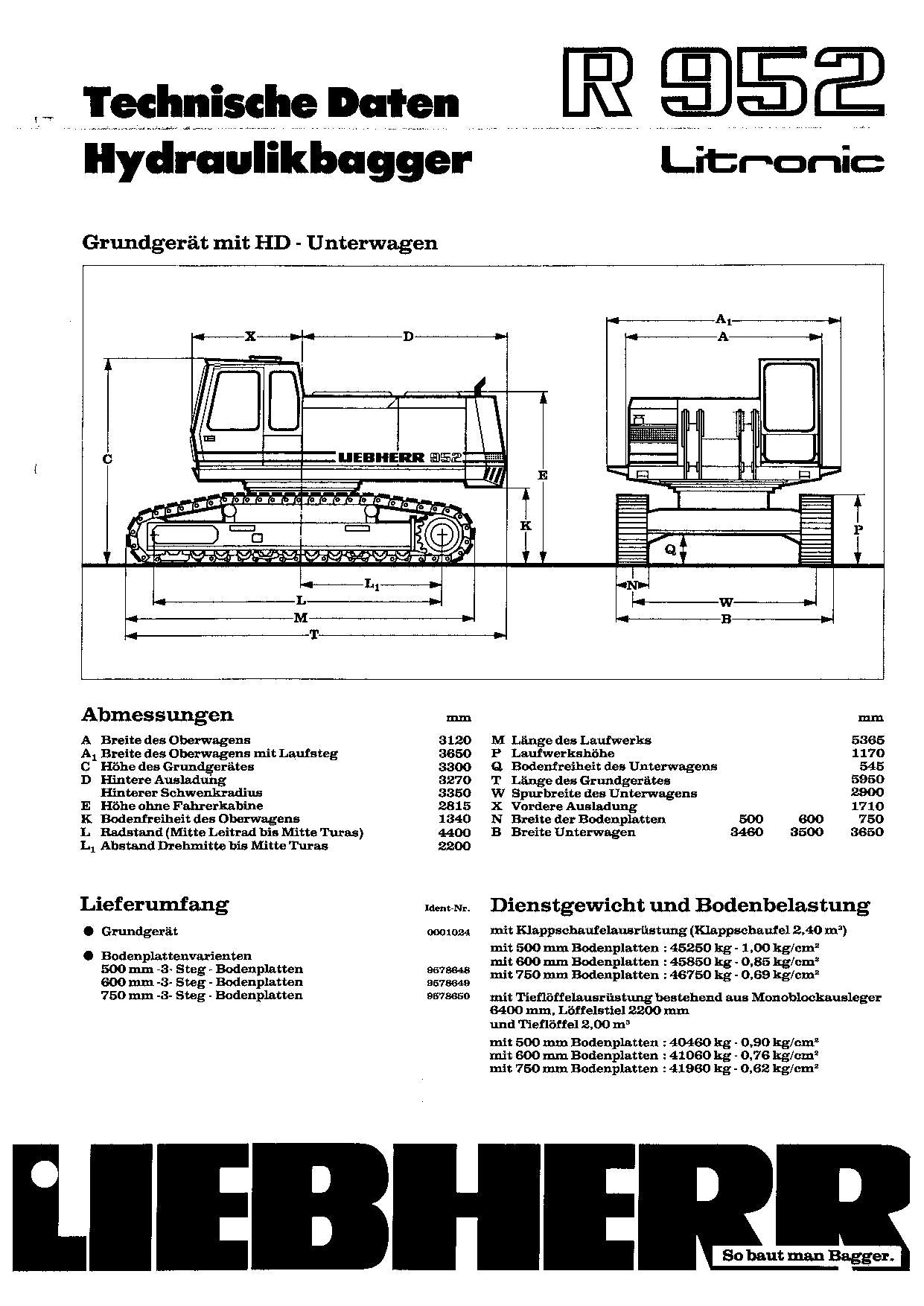 Liebherr R952 Litronic Hydraulikbagger Manuel d'instructions Manuel d'entretien