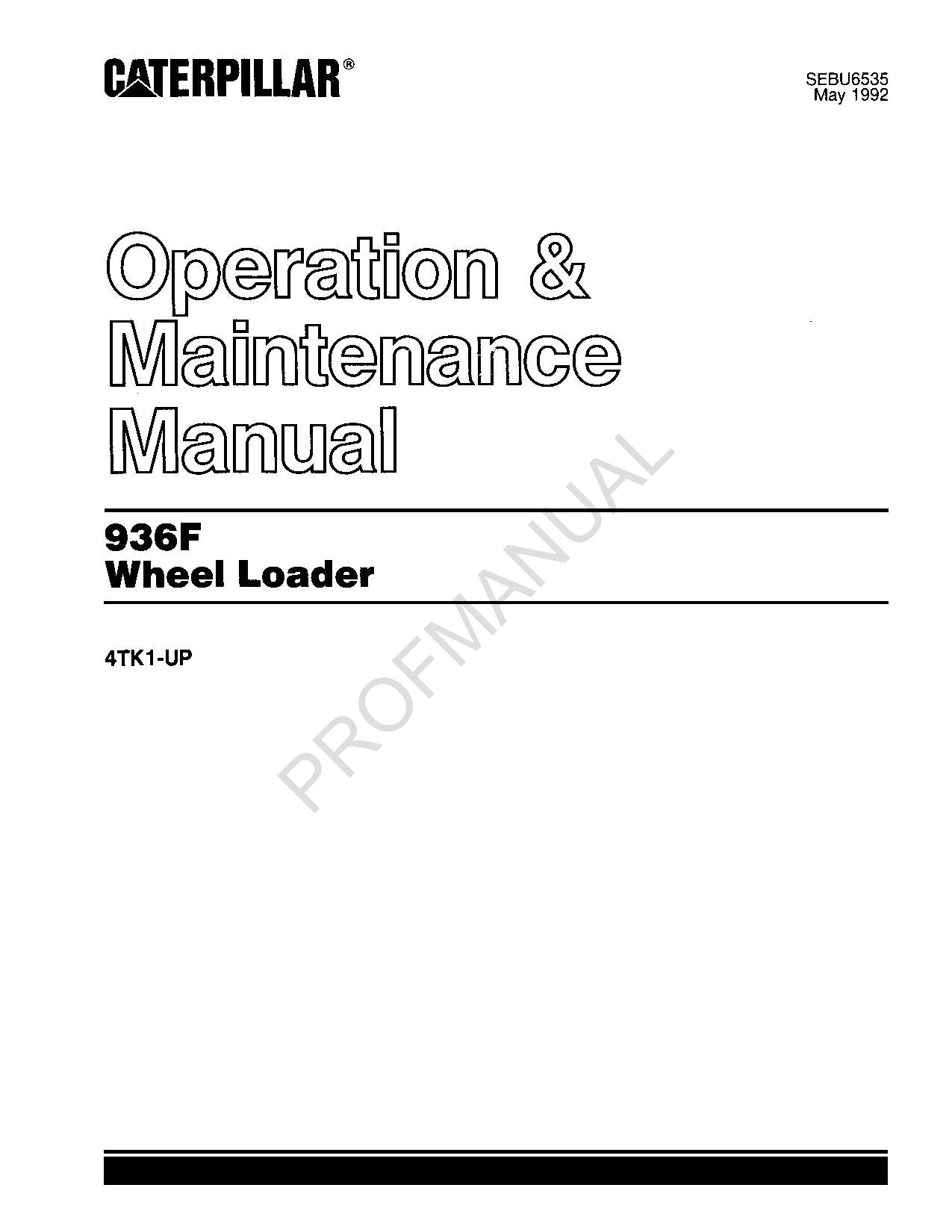 Wartungshandbuch für den Radlader Caterpillar 936F, 4TK1-Up