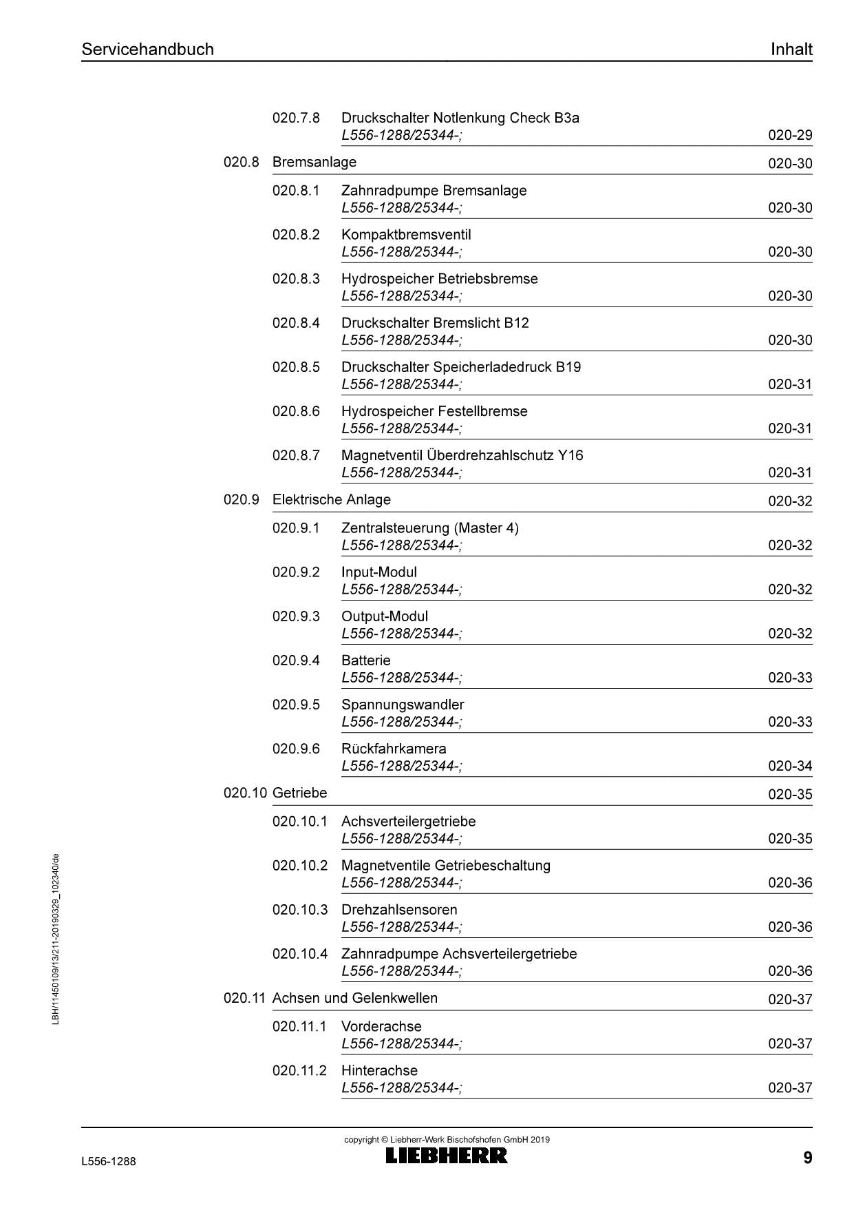 Liebherr L556 1288 Radlader Reparaturhandbuch Werkstatthandbuch