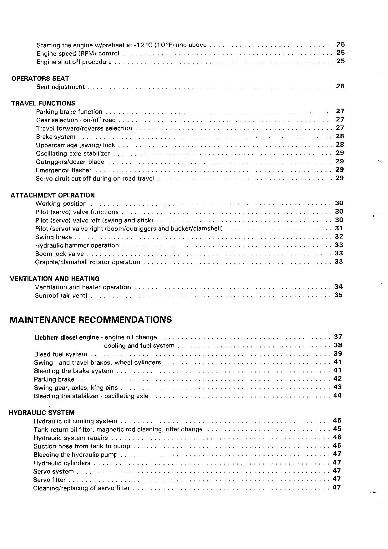 Liebherr A902 Speeder Excavator Operators manual