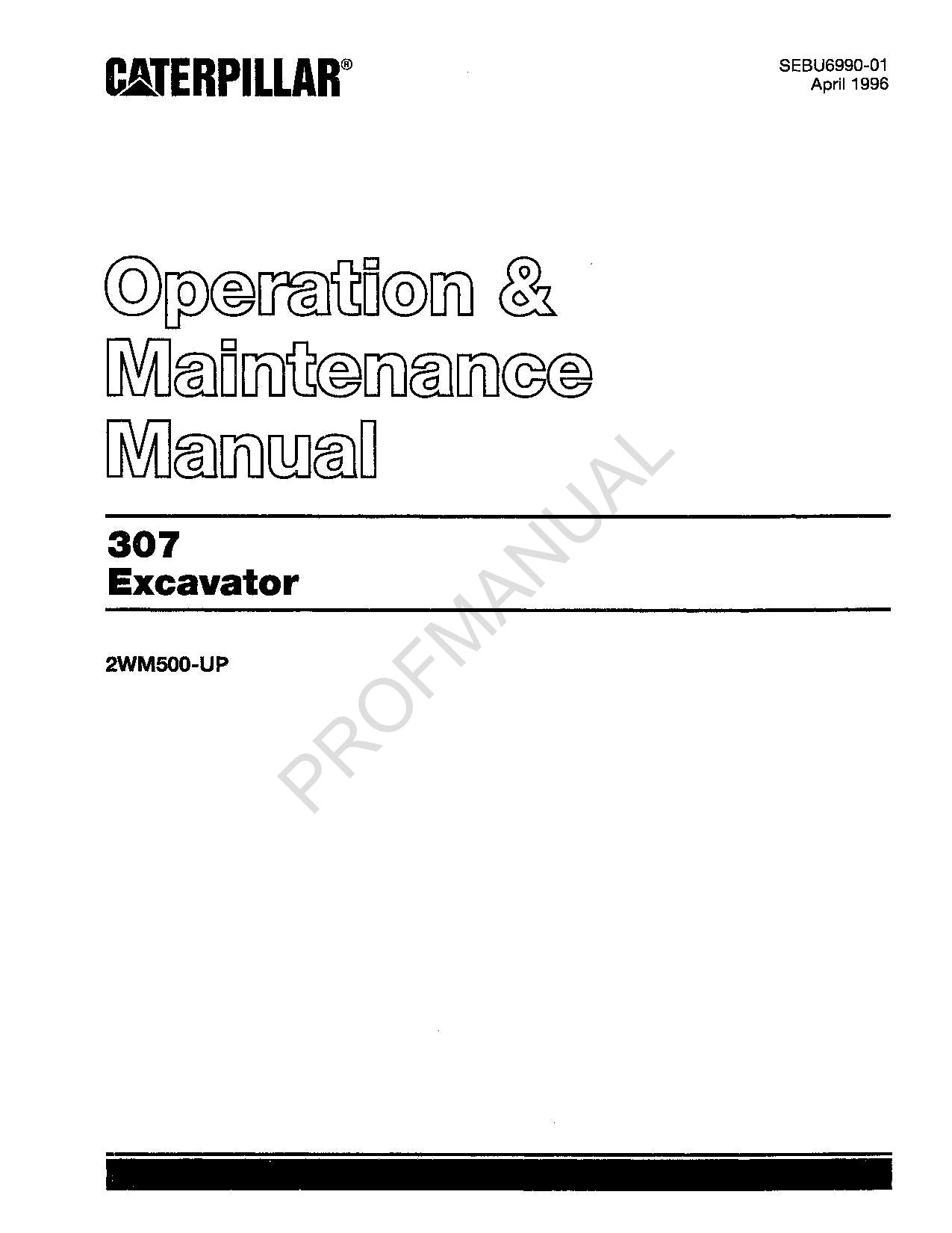 Wartungshandbuch für Baggerfahrer Caterpillar 307 2WM500-UP