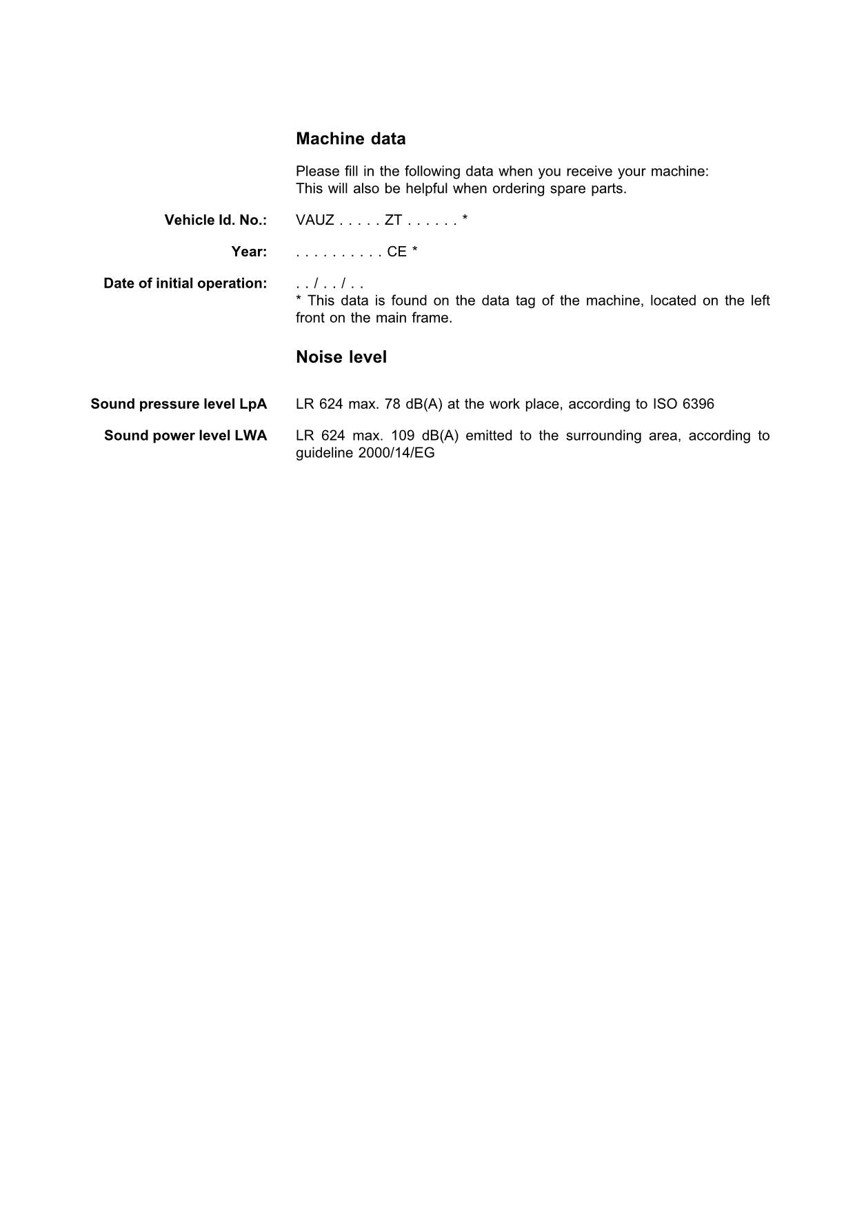 Manuel d'utilisation de la chargeuse sur chenilles Liebherr LR624, numéro de série 8957