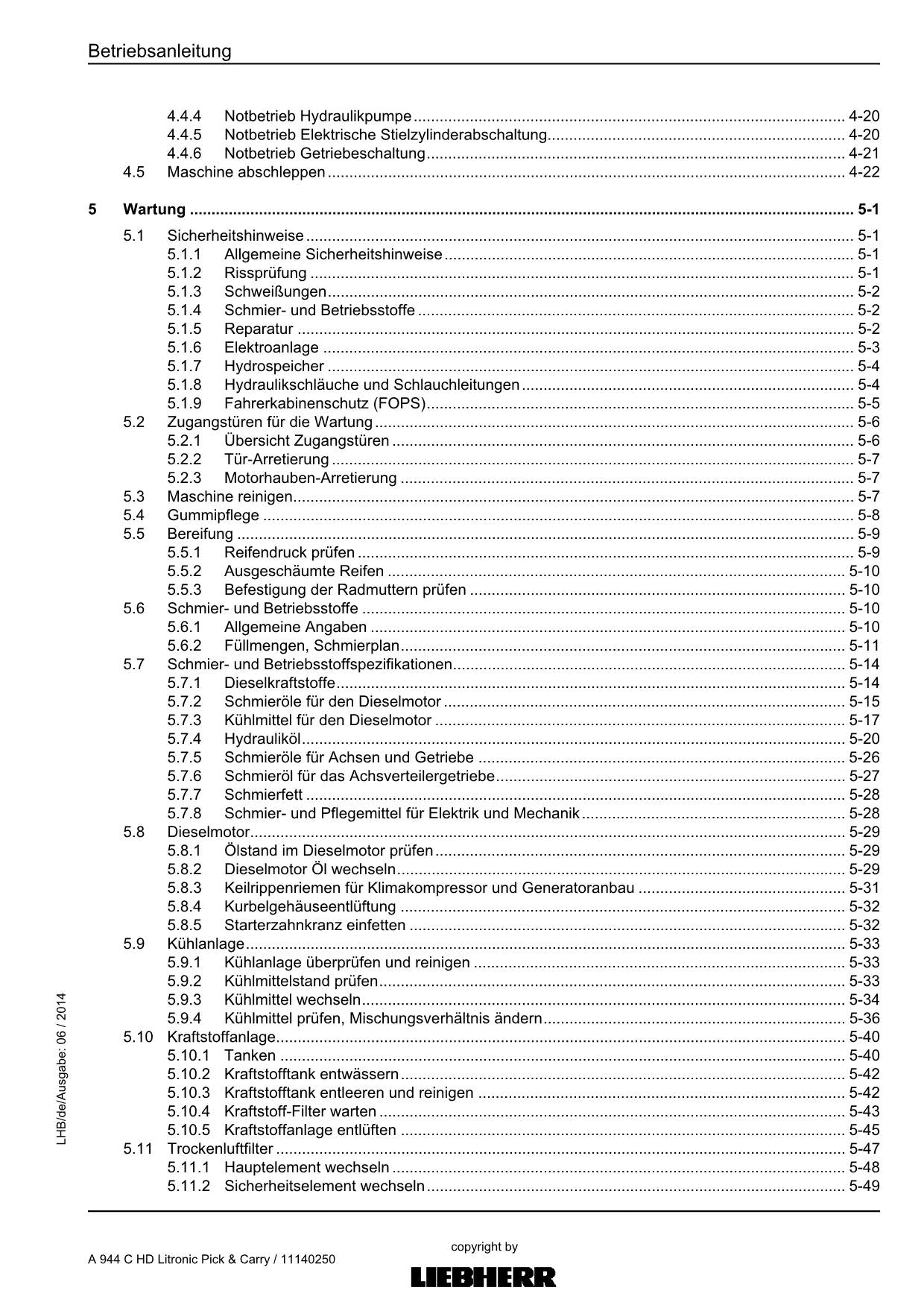 Liebherr A944 C HD Litronic Pick Carry Umschlaggerät Betriebsanleitung 11832323