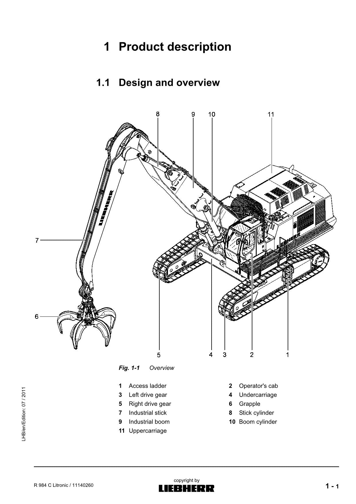 Liebherr R984 C Litronic Excavator Operators manual