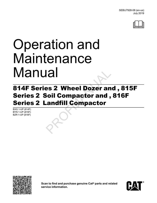 Caterpillar 814F Wheel Dozer 815F Soil Compactor Operators Maintenance Manual