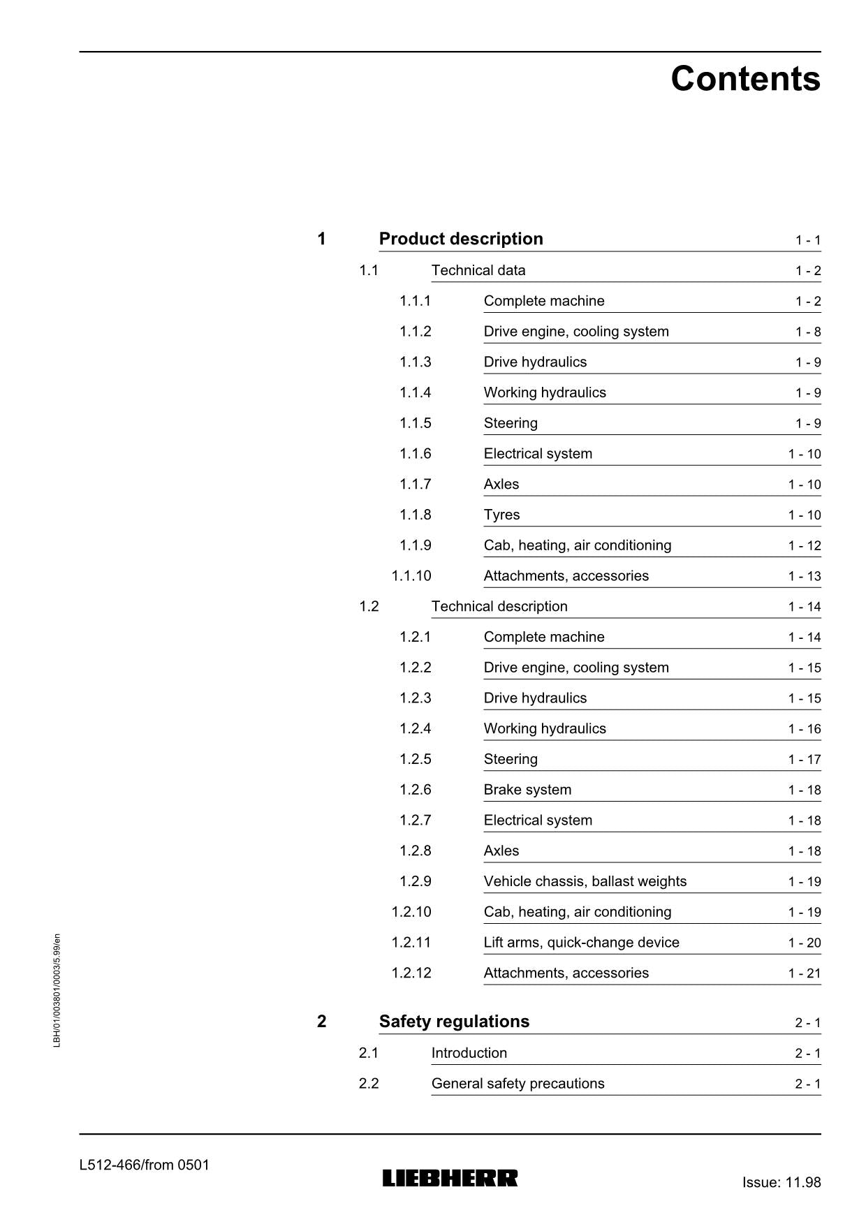 Liebherr L512 Stereo Wheel Loader Operators manual